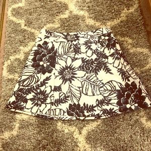 White Linen skirt with black flower designs